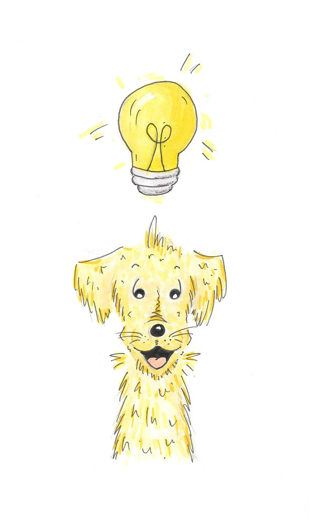 Big Dog with a big light bulb above his head as he has a big idea.